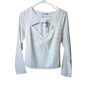 NWT Abercrombie & Fitch Keyhole Long Sleeved Top (Ivory) - Size Medium